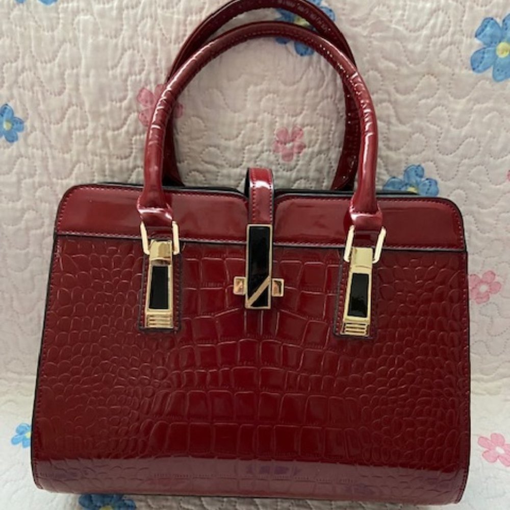Women Red Handbag W12" H10" D5"